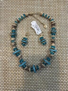 JONES NY, JNY, Necklace & Earring Set, Gold Tone Chain Beads